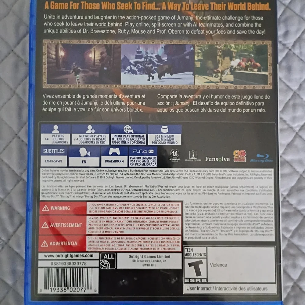 Jumanji: The Video Game for PlayStation 4‎ Pre-Owned